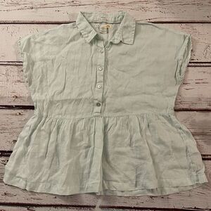 C&C California 100% Linen Peplum Top Size Small Women's Cozy